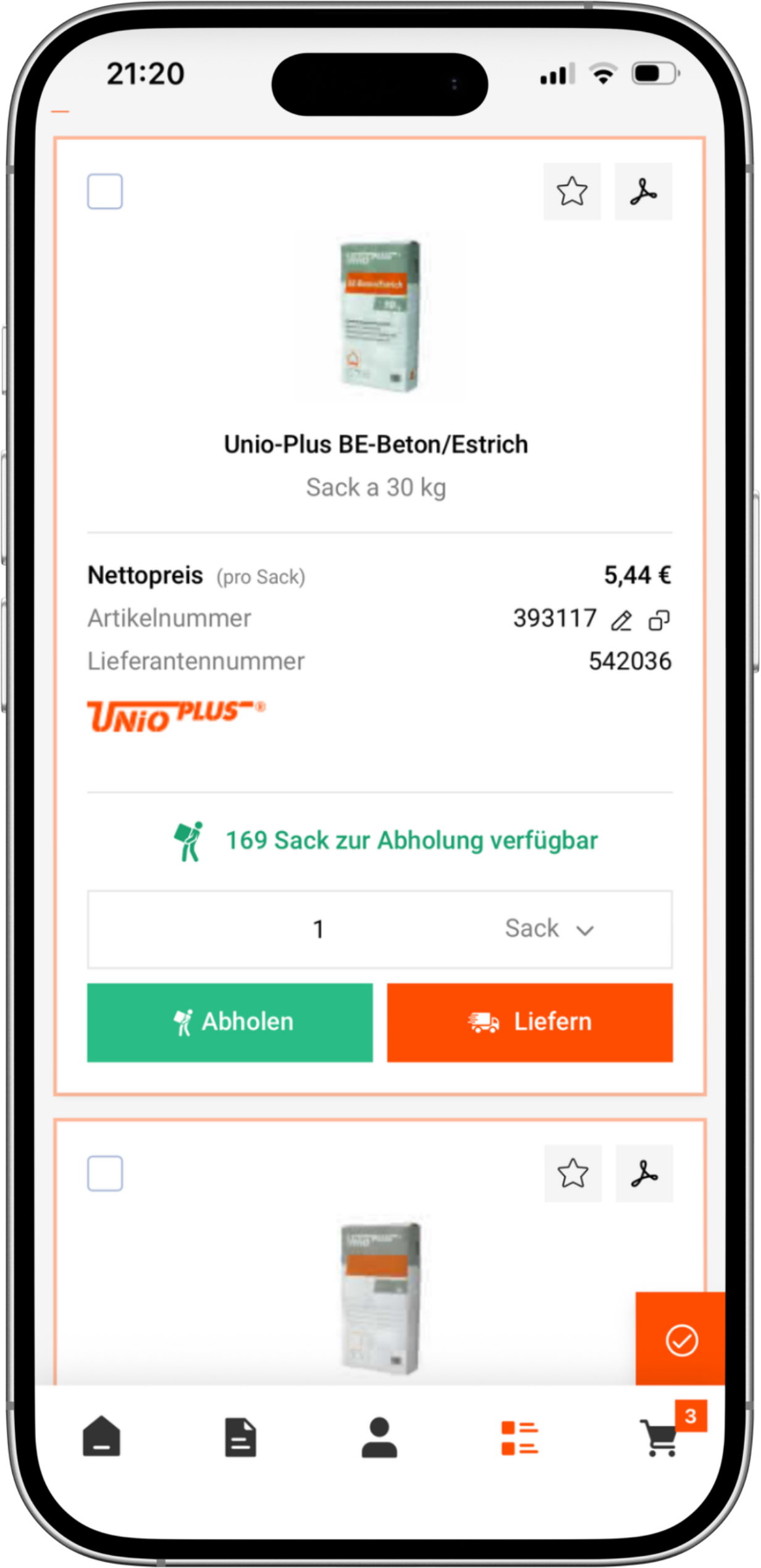Produkte Liefern oder Abholen